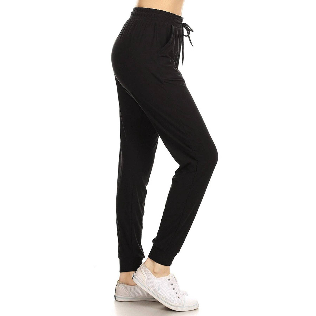 Buttery Soft Solid Joggers with Drawstring: Black