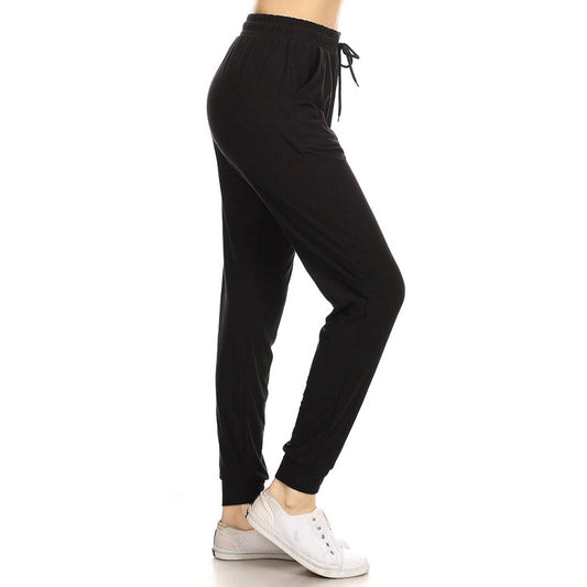 Buttery Soft Solid Joggers with Drawstring: Black
