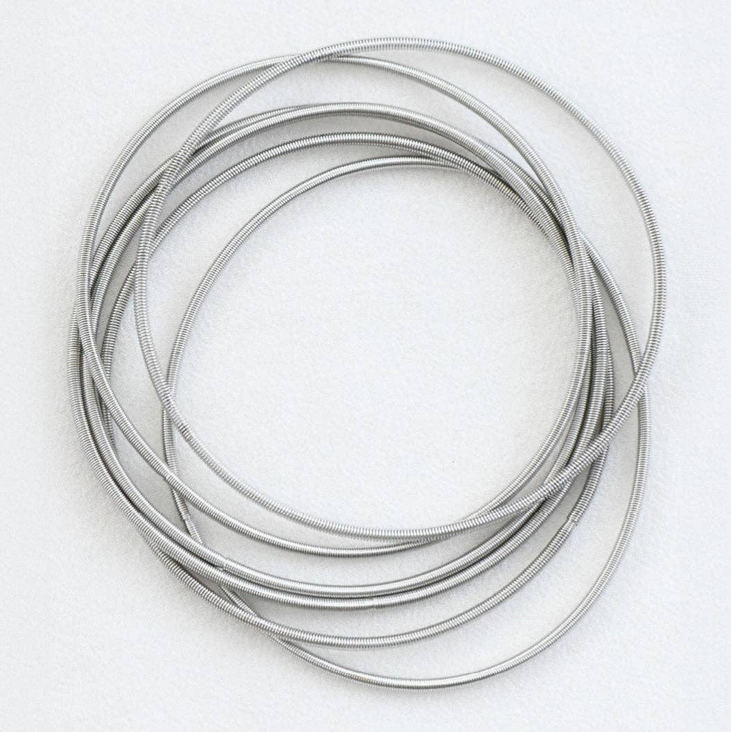 Stretchy Layered Guitar String Bracelet Set - 6015 6016 6018: S0OX3T6015 Silver