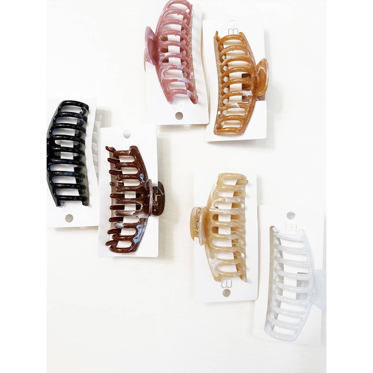 Marbled Round Comb Hair Claw Clips: MIX COLOR / ONE(12)