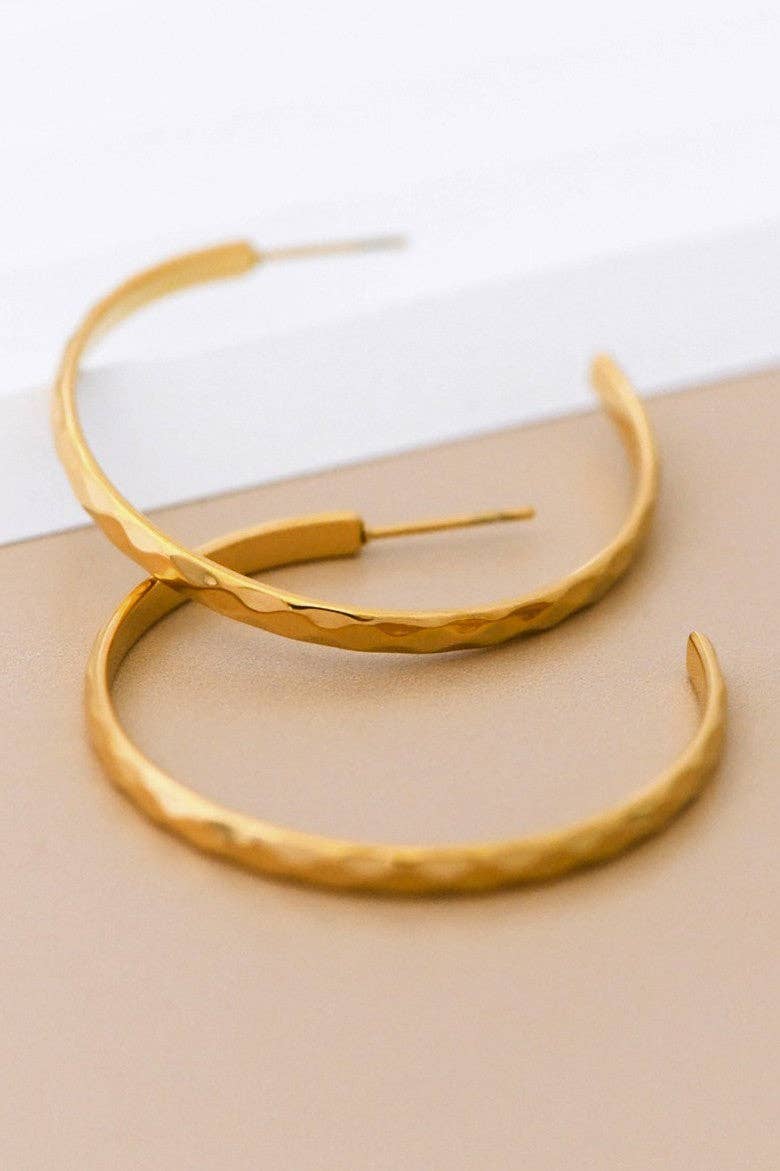 18K Gold PVD Plated Waterproof Stainless Steel Hoop Earrings - 7130: S0OX3T7130