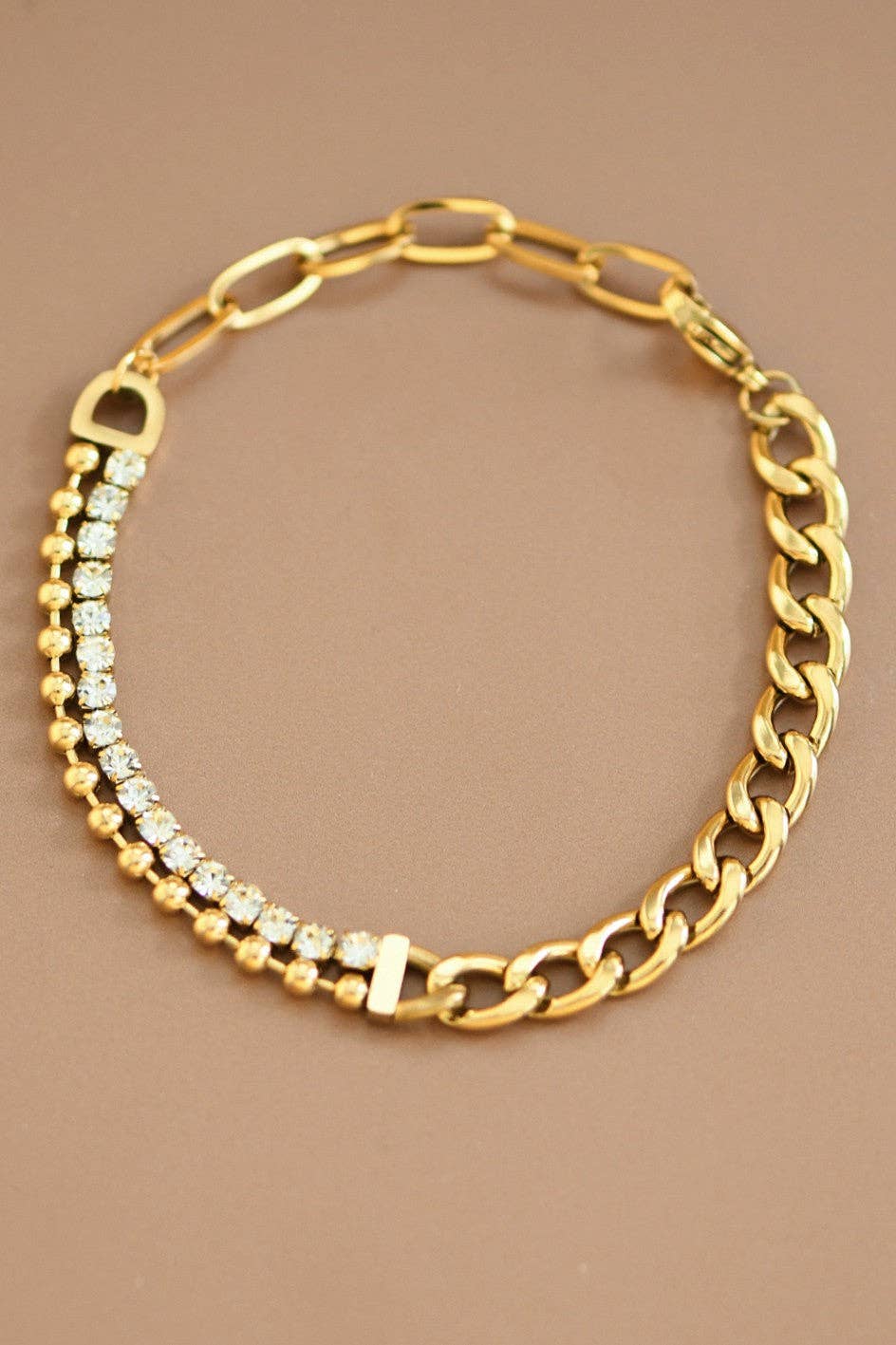 18K Gold PVD Plated Waterproof Stainless Steel Chain Bracelet - 6875: S0OX3T6875