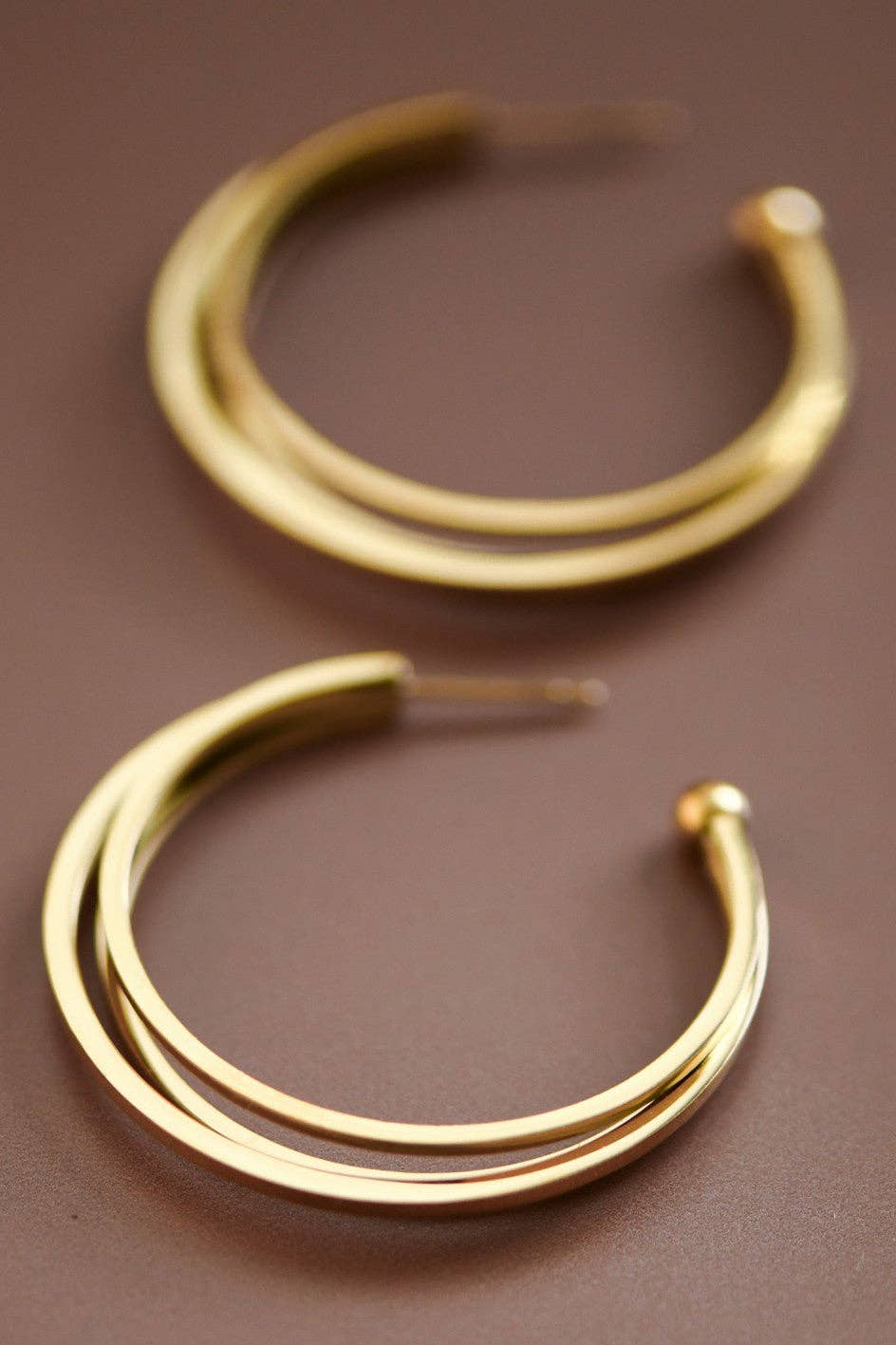 18K Gold PVD Plated Waterproof Stainless Steel Hoop Earrings - 7132: S0OX3T7132