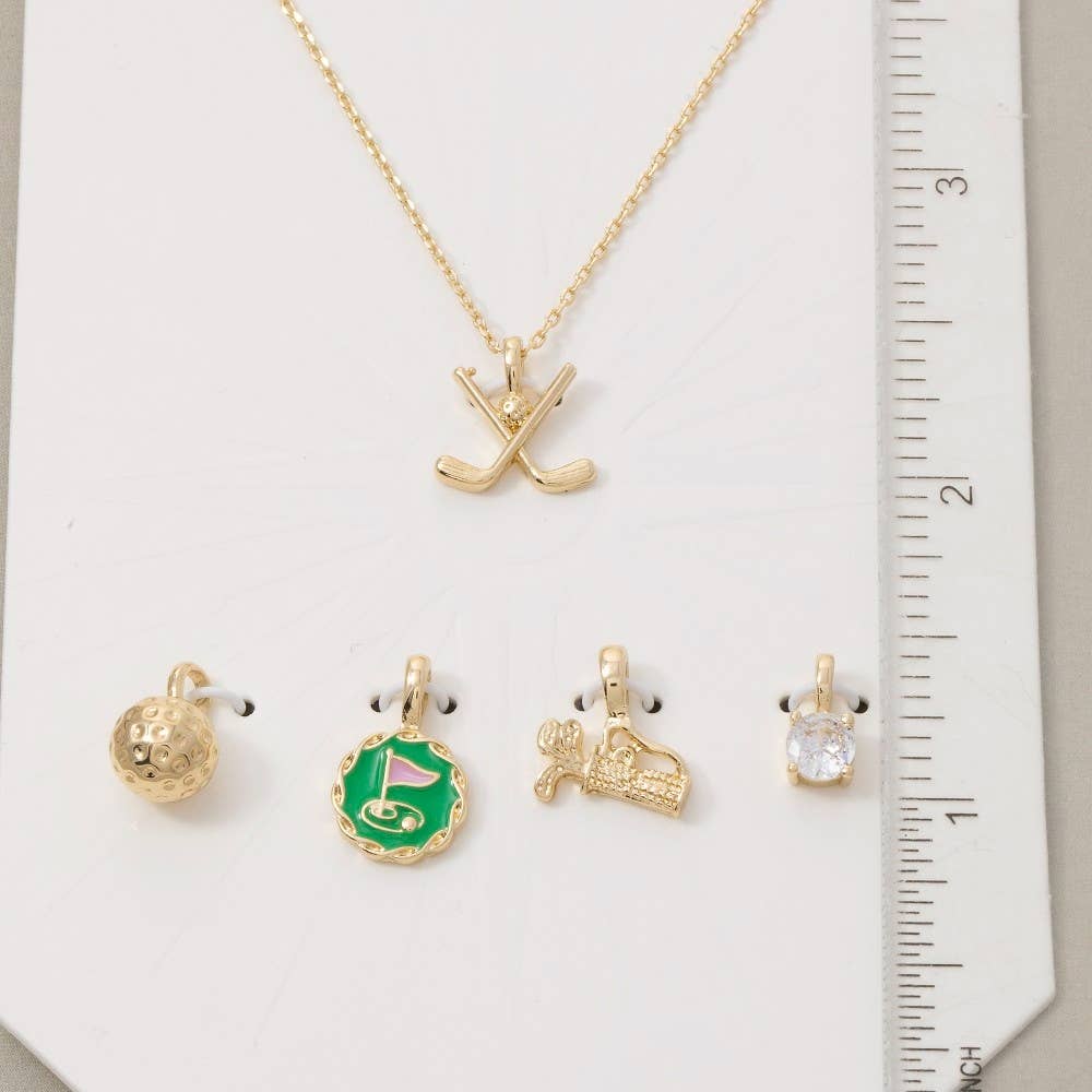 Assorted Five Piece Golf Charms Necklace: S