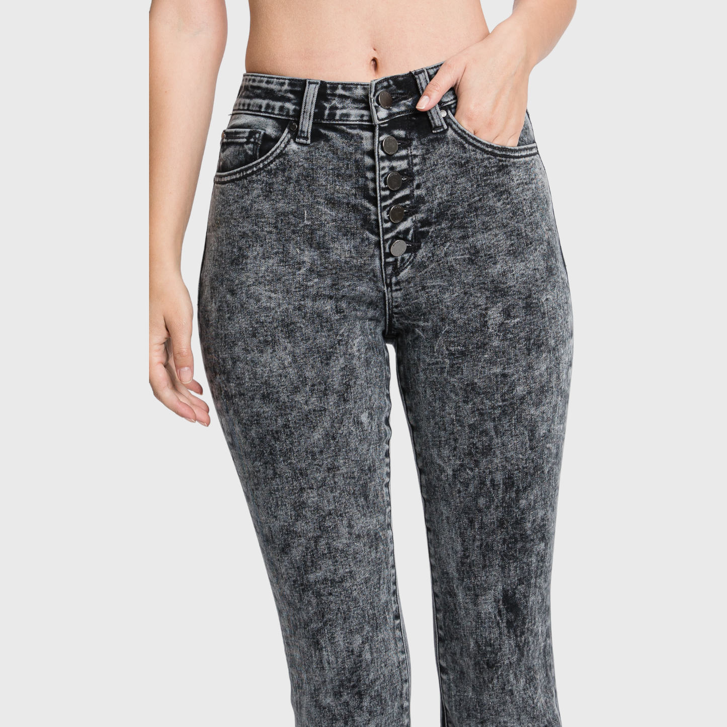 BUTTON UP SUPER HIGH RISE STRETCH EXTREME FLARE