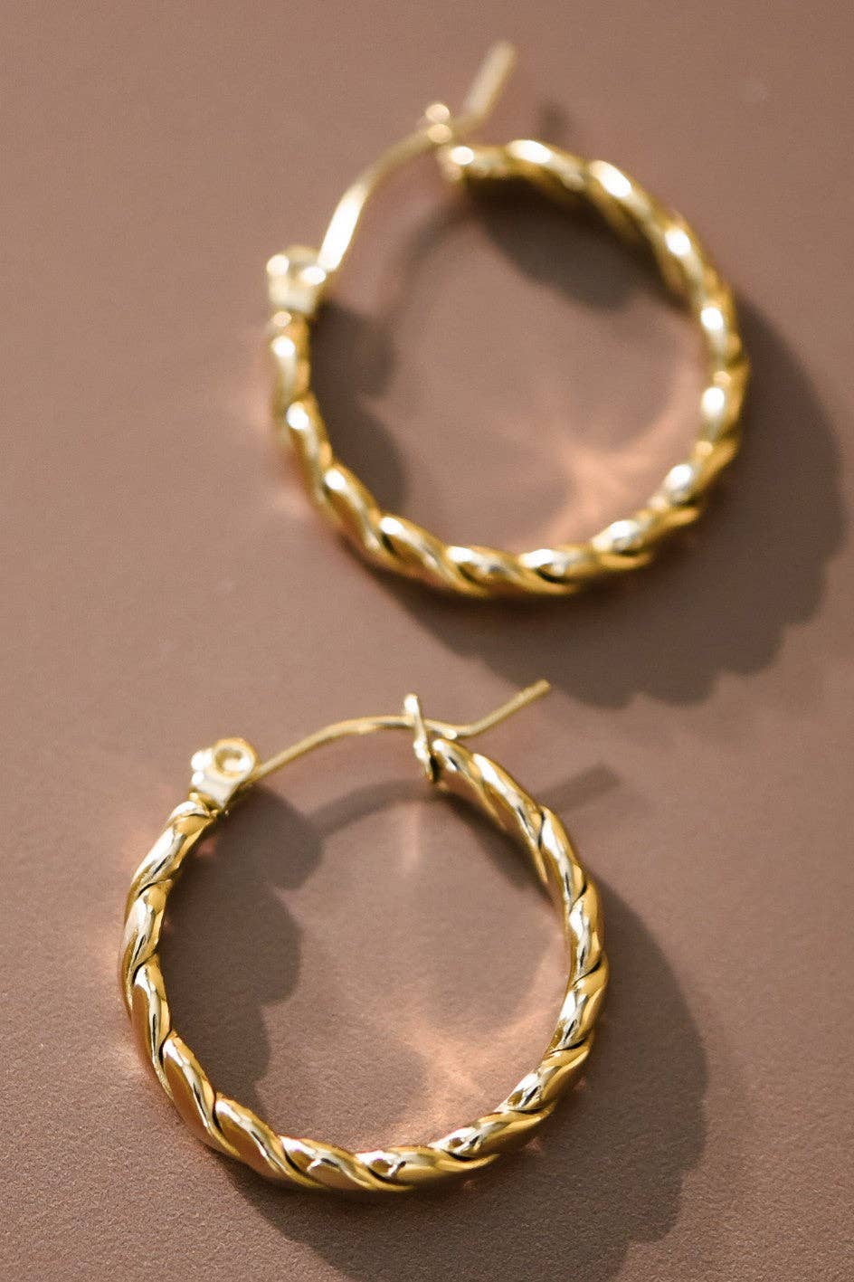 18K Gold PVD Plated Waterproof Stainless Steel Hoop Earrings - 6881: S0OX3T6881 Gold