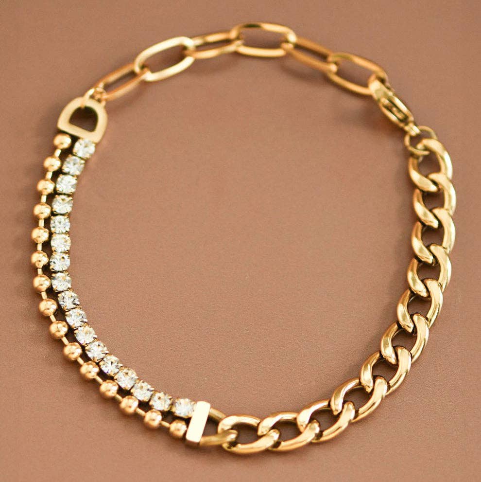 18K Gold PVD Plated Waterproof Stainless Steel Chain Bracelet - 6875: S0OX3T6875