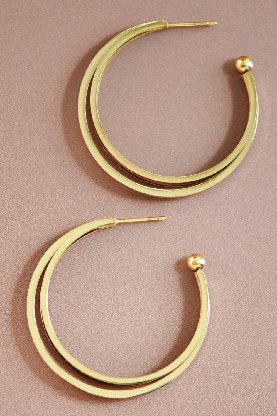 18K Gold PVD Plated Waterproof Stainless Steel Hoop Earrings - 7132: S0OX3T7132