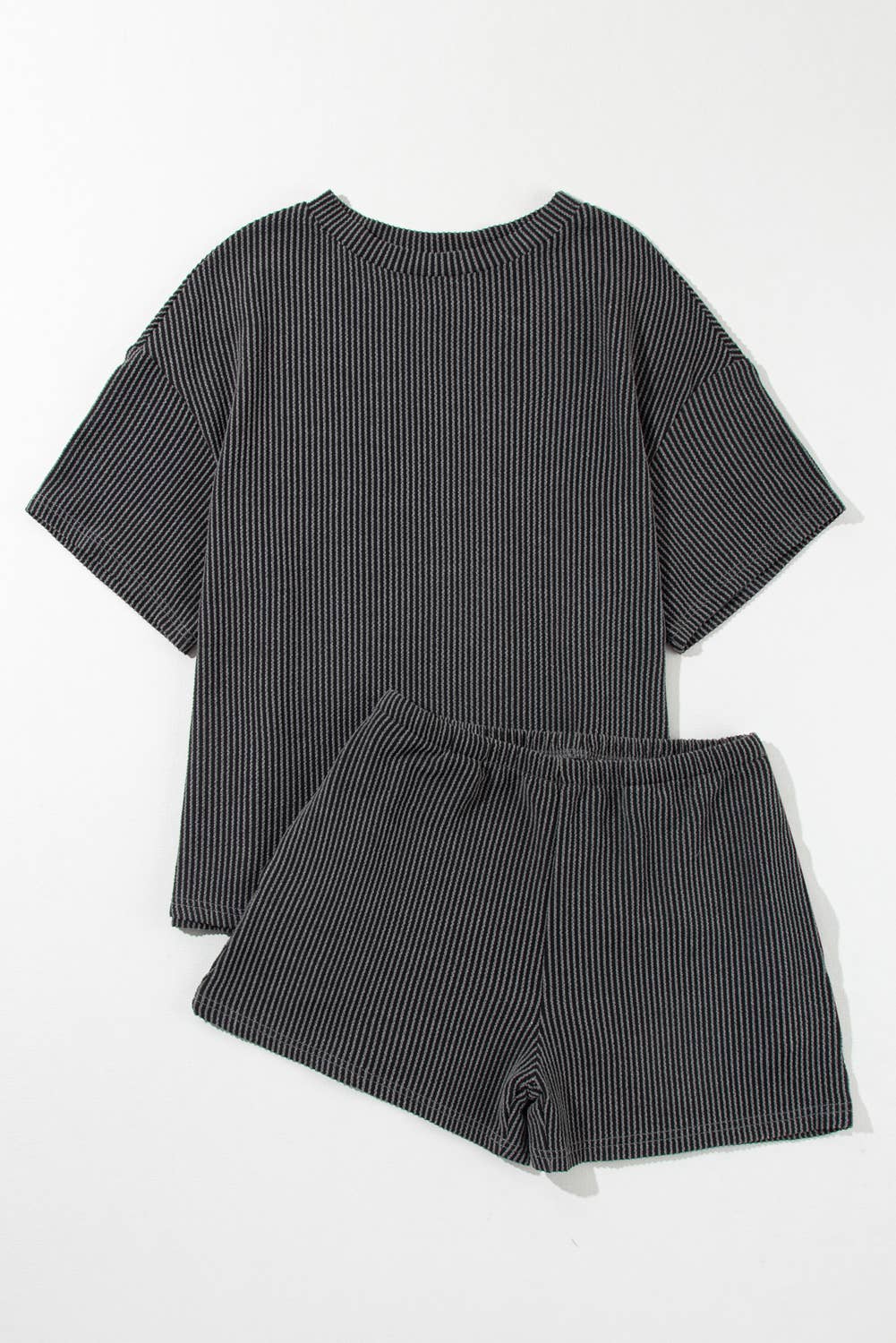 Textured Tee and Shorts Two-piece Set