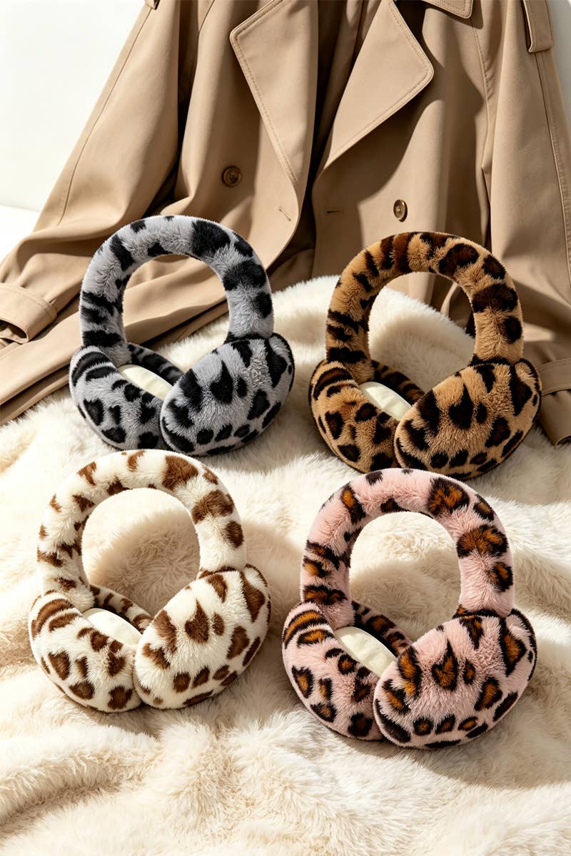 Leopard Faux Fur Earmuffs: NEUTRAL or BROWN