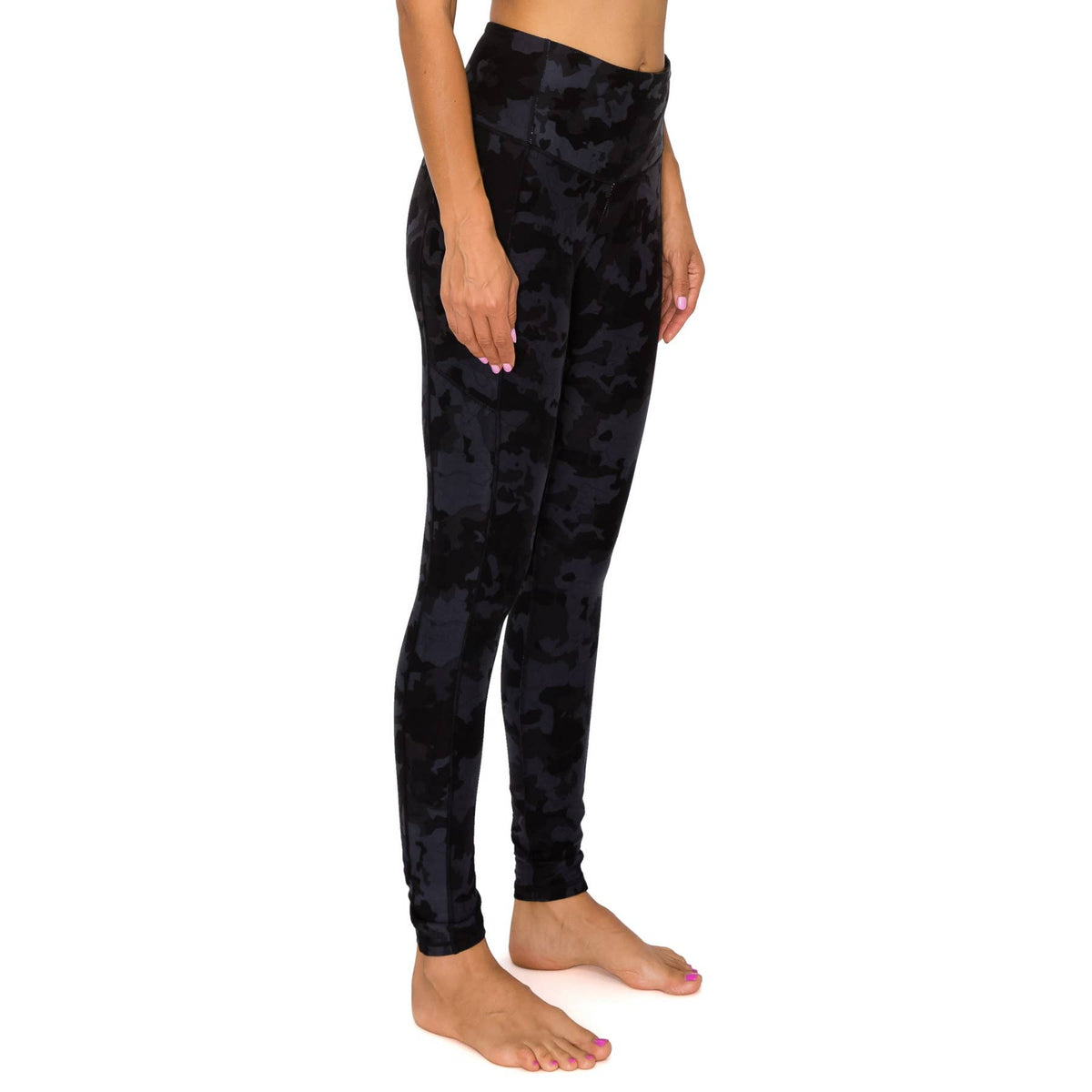 Premium High Waist Solid Activewear Leggings: BLACK CAMO