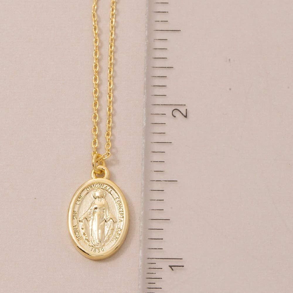 Gold Dipped Sainty Mary Pendant Necklace: GD