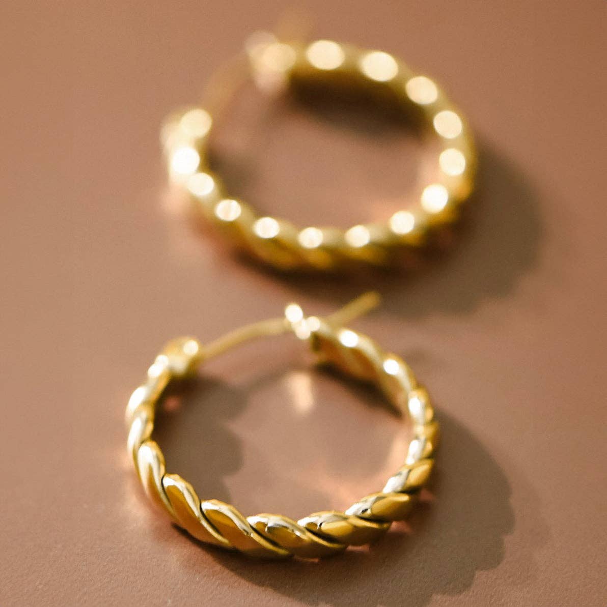 18K Gold PVD Plated Waterproof Stainless Steel Hoop Earrings - 6881: S0OX3T6881 Gold