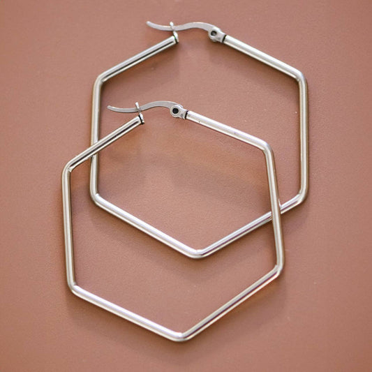 Tarnish-Resistant Waterproof Stainless Steel Hoop Earrings - 7150: S0OX3T7150 Silver
