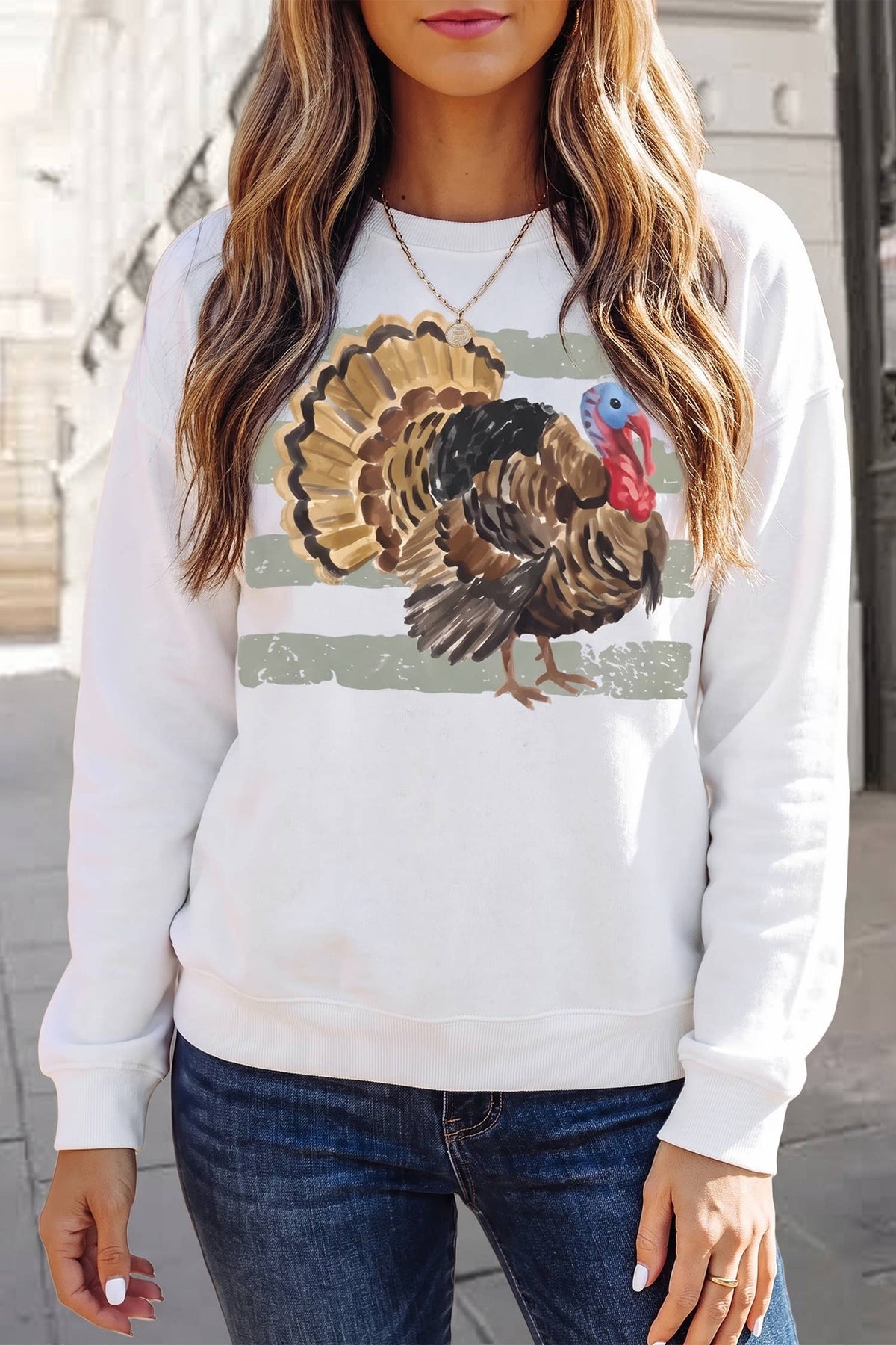 Thanksgiving Turkey Crewneck Graphic Sweatshirt