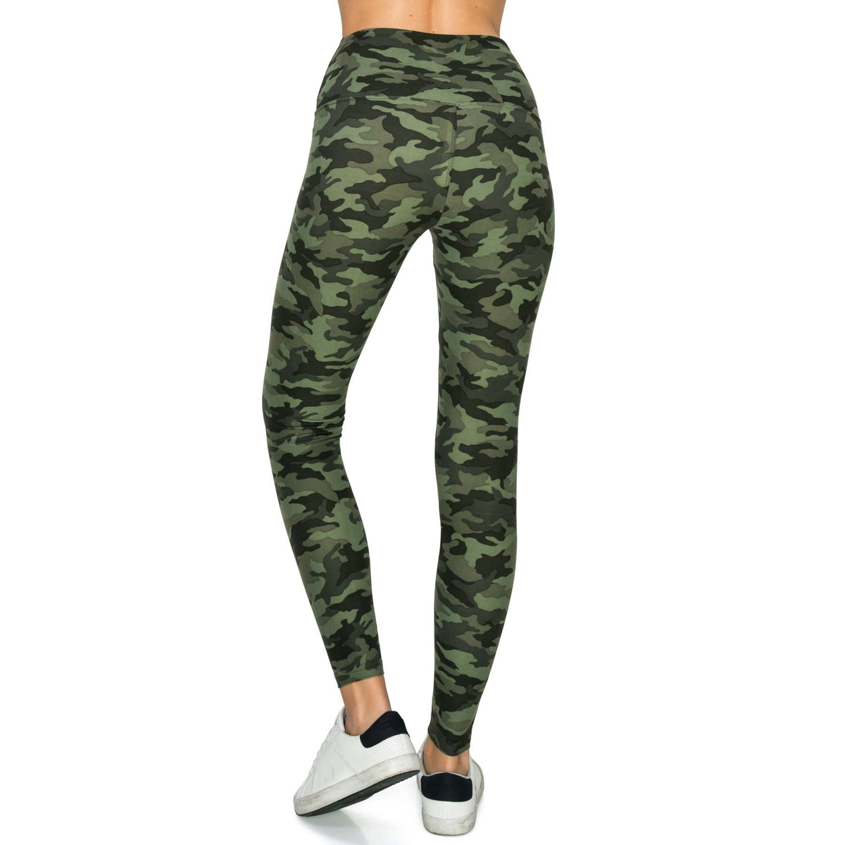 5" Yoga Band Premium Print Activewear Leggings: green camo