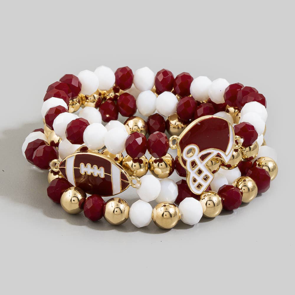 Enamel Football Charm Crystal Bead Bracelet: MUBK