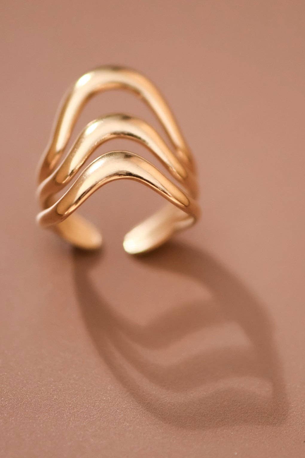 18K Gold Plated Waterproof Stainless Steel Ring - 7855: S0OX3T7855