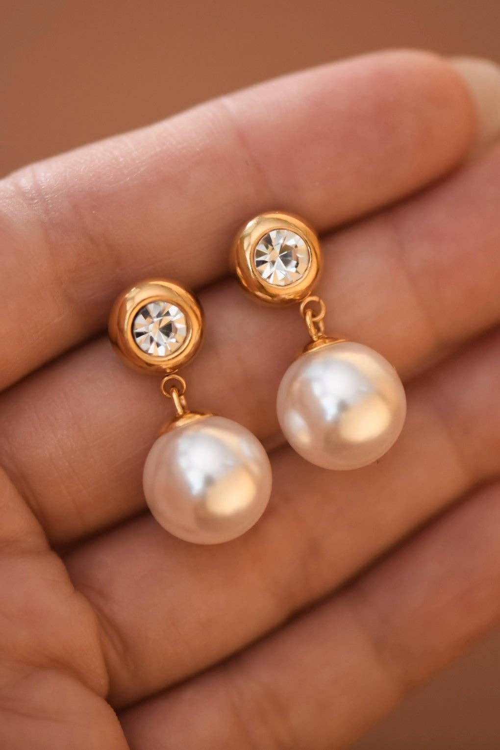 18K Gold PVD Plated Waterproof Stainless Steel Drop Earrings - 7774: S0OX3T7774